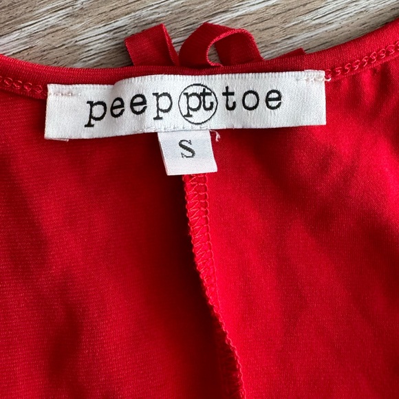 Red Retro Sheath Dress Size S Small Fringe Tassel Spaghetti Strap Peep Pt Toe - Picture 13 of 14